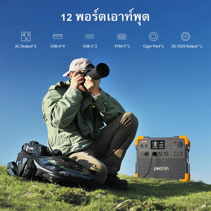 【เก็บปลายทาง】Pecron E2400LFP Portable Power Station 2400W 2048Wh LiFePo4 แบตสำรองพกพา แบตสำรองไฟ Solar Powerbox 220V รับประกัน2ปี