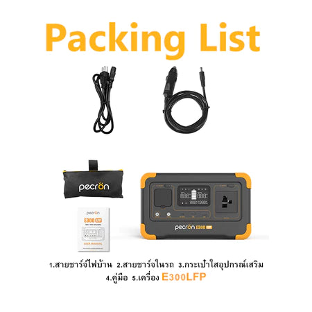 Pecron E300LFP 600W/288Wh เครื่องจ่ายไฟแบบพกพา แบตสำรองพกพา Portable Power Station(UPS) แบตสำรอง   LiFePo4  ไฟ 220V รับประกัน 2 ปี