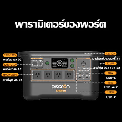 【เก็บปลายทาง】PECRON F3000LFP Portable Power Station  เครื่องสำรองไฟพกพา  3600W 3072Wh พาวเวอร์สเตชั่นแบบพกพา